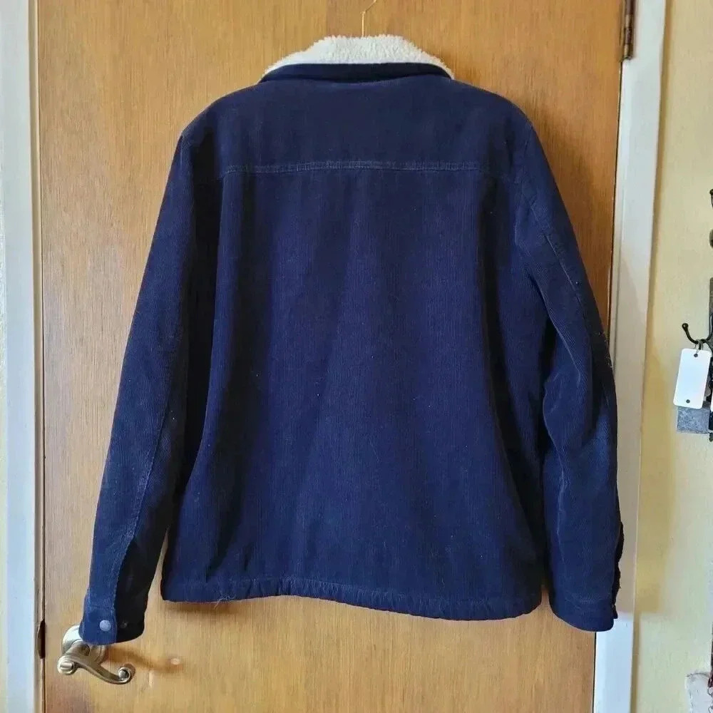 Levi's Men's Corduroy Sherpa Trucker Button Jacket, Navy, Size Medium - Picture 2 of 14